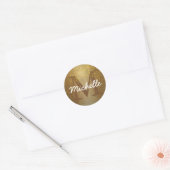 Chique Gold Confetti Monogram Naam Ronde Sticker (Envelop)