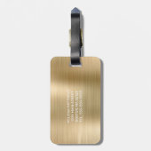 Chique Gold Dripping Glitter Brush Metal Monogram Bagagelabel (Achterkant verticaal)