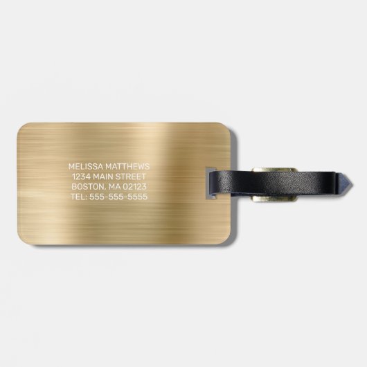 Chique Gold Dripping Glitter Brush Metal Monogram Bagagelabel (Achterkant horizontaal)