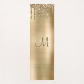 Chique Gold Dripping Glitter Brush Metal Monogram Yogamat (Voorkant)