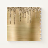 Chique Gold Dripping Glitter Geborsteld Metalen Sc Notitieboek (Achterkant)