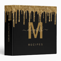Chique Gold Dripping Glitter Monogram Recept