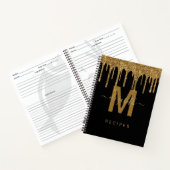 Chique Gold Dripping Glitter Monogram Recept Notitieboek (Binnen)