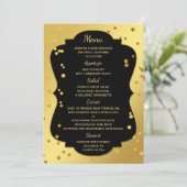 Chique Gold en Black Confetti Menu Kaart (Staand voorkant)