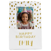 Chique Gold Faux Glitter Verjaardag Kinder Meisje  Medium Cadeauzakje (Voorkant)