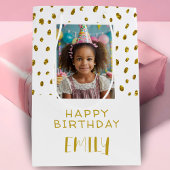 Chique Gold Faux Glitter Verjaardag Kinder Meisje  Medium Cadeauzakje