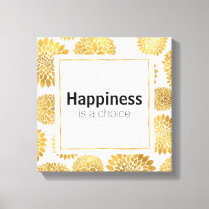 Chique Gold Flowers Geluk is een keuze Canvas Afdruk