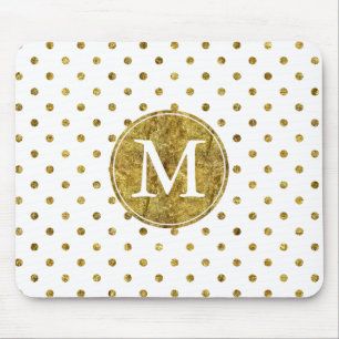 Chique Gold Glam Stippen monogram Muismat