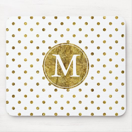 Chique Gold Glam Stippen monogram Muismat (Voorkant)