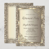 Chique Gold Glitter Bloemen Lijst Pensioen Kaart (Voorkant / Achterkant)