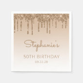 Chique Gold Glitter Drip 50ste Verjaardagsfeestje Servet (Voorkant)