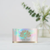 Chique Gold Glitter Lotus Holografische Inkt Roos Visitekaartje (Staand voorkant)