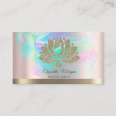 Chique Gold Glitter Lotus Holografische Inkt Roos Visitekaartje (Voorkant)