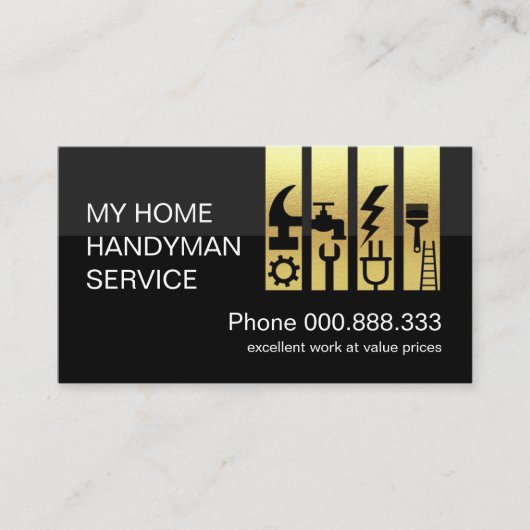 Chique Gold Handyman Tools Tab Builder Visitekaartje (Voorkant)