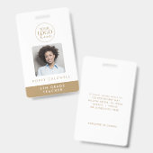 Chique Gold Logo Foto medewerker of docent ID Badge (Front & Back)