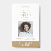 Chique Gold Logo Foto medewerker of docent ID Badge (Front)
