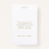 Chique Gold Logo Foto medewerker of docent ID Badge (Achterkant)