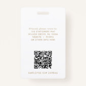 Chique Gold Logo Foto QR Code Business ID Badge (Achterkant)