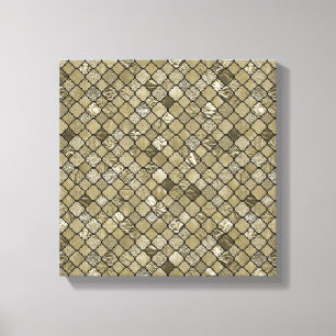 Chique Gold Quatrefoil Folie en Glitter Canvas Afdruk