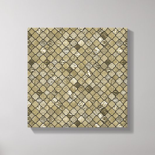 Chique Gold Quatrefoil Folie en Glitter Canvas Afdruk (Voorkant)