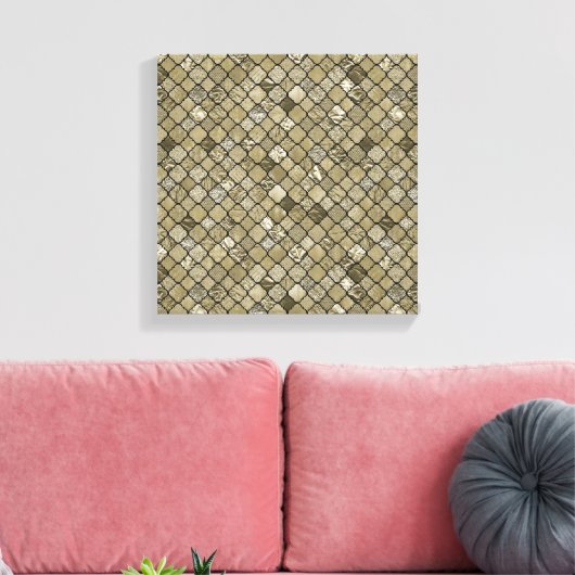Chique Gold Quatrefoil Folie en Glitter Canvas Afdruk (Insitu (Woonkamer))