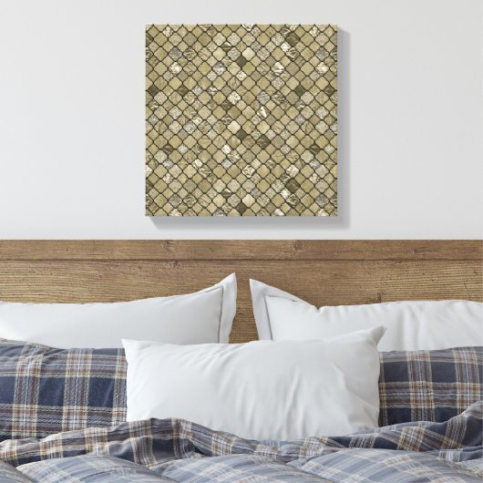 Chique Gold Quatrefoil Folie en Glitter Canvas Afdruk (Insitu (Slaapkamer))