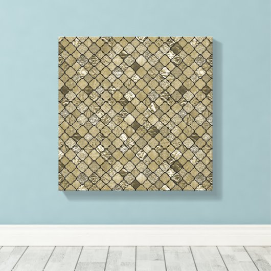 Chique Gold Quatrefoil Folie en Glitter Canvas Afdruk (Insitu (Houten vloer))