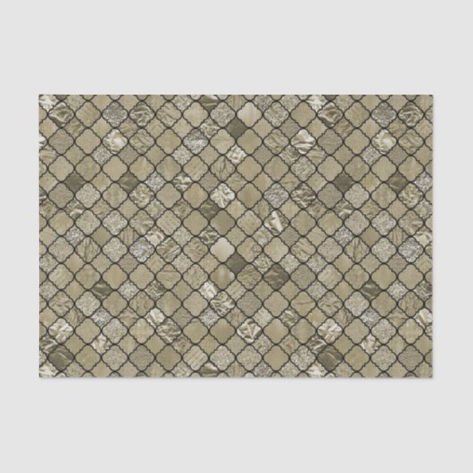 Chique Gold Quatrefoil Folie Glitter Tissuepapier (Voorkant)