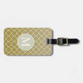 Chique Gold Quatrefoil Monogram Bagagelabel (Voorkant horizontaal)