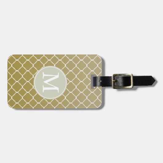 Chique Gold Quatrefoil Monogram Bagagelabel (Voorkant horizontaal)