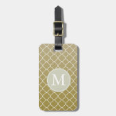 Chique Gold Quatrefoil Monogram Bagagelabel (Voorkant verticaal)