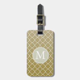 Chique Gold Quatrefoil Monogram Bagagelabel