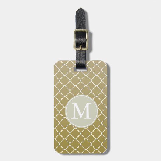 Chique Gold Quatrefoil Monogram Bagagelabel (Voorkant verticaal)