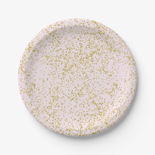 Chique Gold Roze Blush Confetti Sparkle Papieren Bordje (Voorkant)