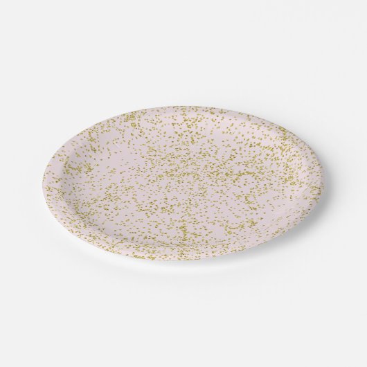 Chique Gold Roze Blush Confetti Sparkle Papieren Bordje (Gekanteld)