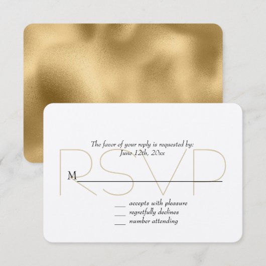 Chique Gold RSVP Kaartje (Voorkant / Achterkant)