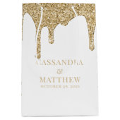 Chique Gold Sparkle Glitter Drips Bruiloft Medium Cadeauzakje (Voorkant)