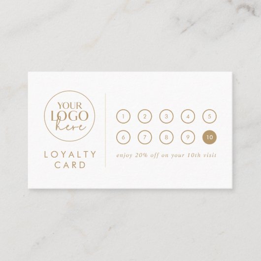 Chique Gold Typografie Logo Business Reward 10 Pun Klantenkaartje (Voorkant)