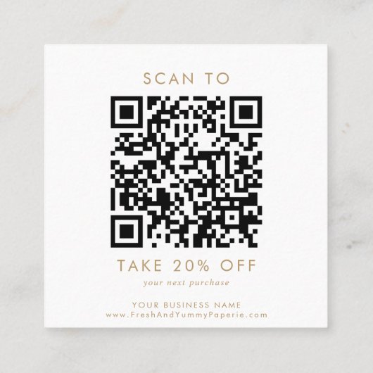 Chique Gold Typografie Logo QR Code Dank u Kortingskaartje (Achterkant)