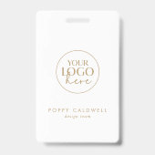 Chique Gold Typografie Logo QR Code Medewerker ID  Badge (Voorkant)