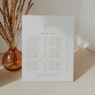 Chique Gold Typografie Logo Zakelijke prijslijst Reclamebord Met Voetstuk