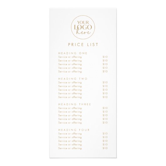 Chique Gold Typografie Logo Zakelijke prijslijst Reclamekaart (Voorkant)