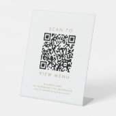 Chique Gold Typografie Restaurant Menu QR Code Reclamebord Met Voetstuk (Voorkant)