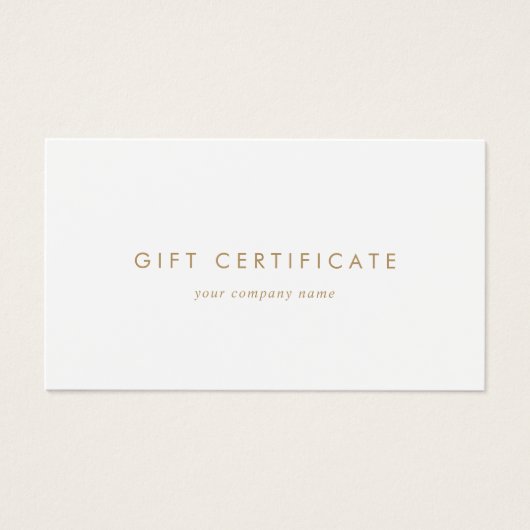 Chique Gold Typografie Zakelijk Cadeaubon Visitekaartje (Voorkant)