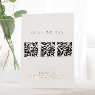 Chique Gold Typografie Zakelijk QR Code Scan Te Be Reclamebord Met Voetstuk