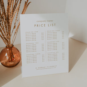 Chique Gold Typografie Zakelijke diensten prijslij Reclamebord Met Voetstuk