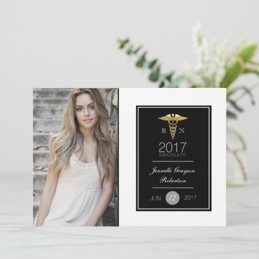 Chique Gold Verpleegkundig Afstudeerfeest | Aankon Kaart (Staand voorkant)