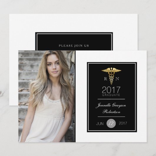 Chique Gold Verpleegkundig Afstudeerfeest | Aankon Kaart (Voorkant / Achterkant)