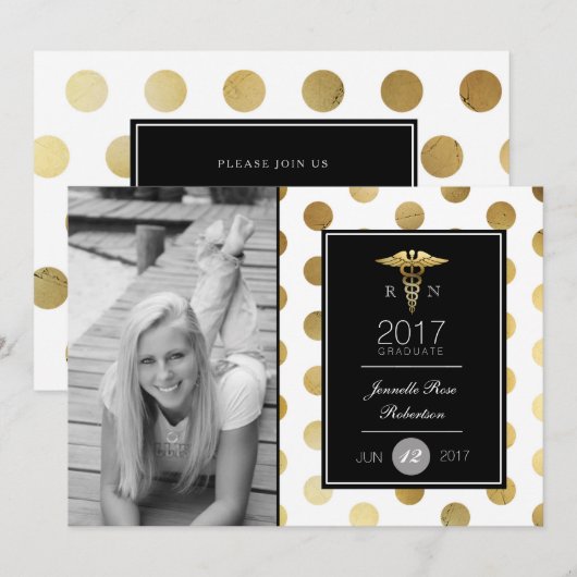 Chique Gold Verpleegkundig Afstudeerfeest | Aankon Kaart (Voorkant / Achterkant)