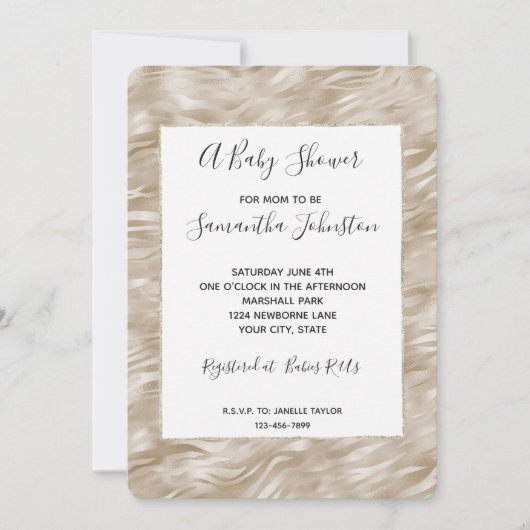 Chique Gold Zebra Print Baby shower Kaart (Voorkant)